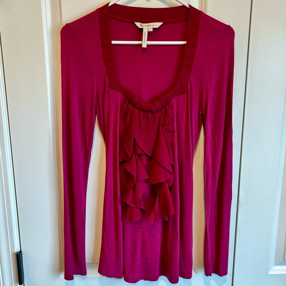 BCBGeneration Long Sleeve Shirt with Ruffle Detail Size Medium - Picture 1 of 6